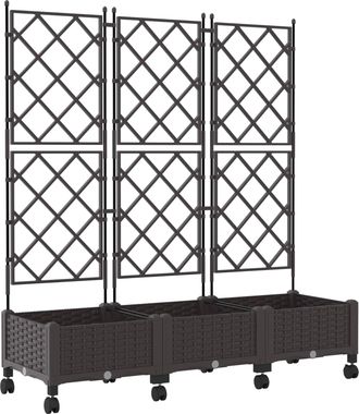vidaXL Jardinera Con Enrejado Y Ruedas 3 Uds. Marr&oacute;n Pp Vidaxl