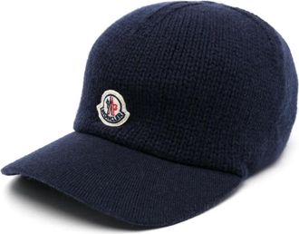 Moncler Baseballpet van gebreide scheerwol met logo-patch