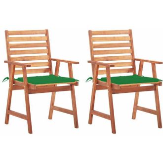 vidaXL Vidaxl - Sillas Comedor Para Jard&iacute;n 2 Uds Madera Maciza Acacia Y Cojines