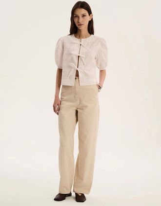 Omnes Womens Apollo Blouse in White - Tan - Size: 20