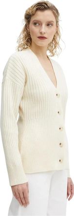 Bruuns Bazaar Ribbed Cardigan - Dames - Vesten - Beige - S - Wol - Truien & Vesten