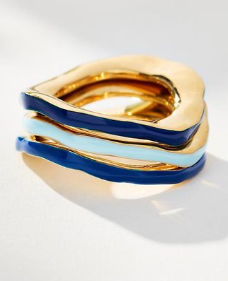 Joanna Laura Constantine Enamel Wave Ring, Set of 3
