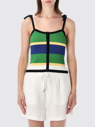 Polo Ralph Lauren Top cropped in maglia di cotone a righe con spalle scoperte