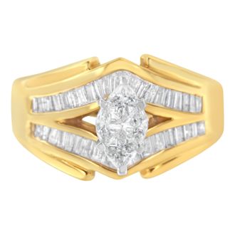 House of Brilliance 14KT Two-Toned Gold Diamond Cocktail Ring