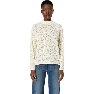 Gerard Darel Harmonie Lace Knitted Top in Ecru at Nordstrom, Size X-Large