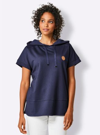 Cr&eacute;ation L Kapuzensweatshirt CREATION L PREMIUM, Damen, Gr. 38, blau (marine), 48% Baumwolle, 48% Modal, 4% Elasthan, unifarben, Sweatshirts Kapuzensweatshirt