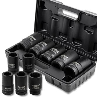 OEM Forcekraft Juego De Vasos De Impacto Profundos De 1 6 Piezas 12 Puntas