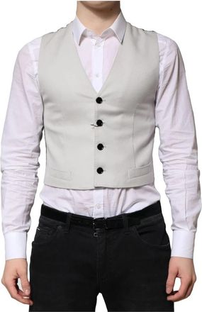 Dolce & Gabbana Grijze Wol Formeel Jurk Vest - Heren - Bodywarmers - Grijs - M - Wol - Jassen