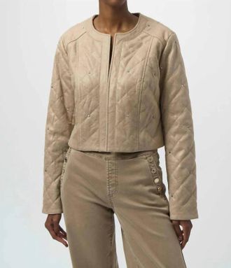 Joseph Ribkoff Cropped Quilted Casual Jacket In Fawn