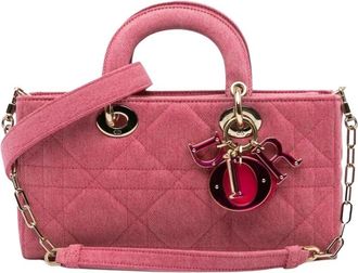 Dior Pre-owned Medium Denim Macrocannage Lady D Joy - Dames - Vintage Handtas - Roze - ONE Size - Denim - Vintage