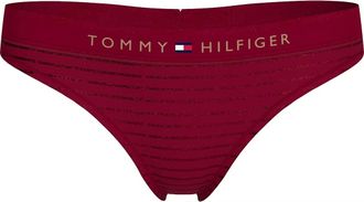Tommy Hilfiger Womens Lurex Pinstripe Thong, Deep Rouge - Size: 14