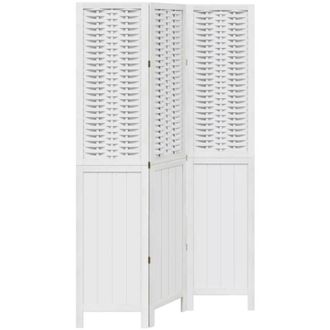 vidaXL Biombo separador de 3 paneles madera maciza Paulownia blanco Vidaxl