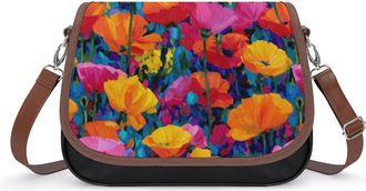 Generic Abstract Colorful Flowers Poppies Fashion Womens Crossbody Bags Novelty Handbag Shoulder Bag Purse