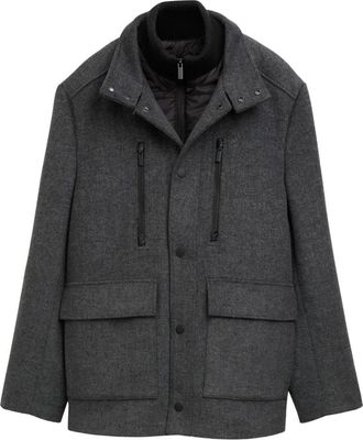 Tom Tailor 2-delige wollen jas met afneembare voering - Heren - Winterjassen - Grijs - 2XL - Wol - Jassen