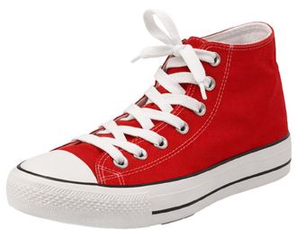 Generic Womens Canvas Platform Hi Top Trainers Lace Up Comfort Sneakers Chunky Outsole (Red, UK Footwear Size System, Adult, Women, Numeric, Medium, 7)