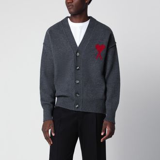 Ami Cardigan Ami De Coeur grigio in lana