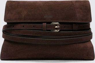 Moschino Suede Clutch with Flared Design and Shoulder Strap