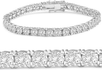 Pompeii3 13Ct Round-Cut Diamond Tennis Bracelet 14k White Gold 7 Lab Grown