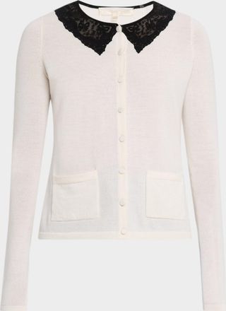 LoveShackFancy Lolani Wool Lace Collar Cardigan