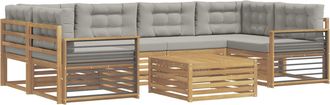 vidaXL Conjunto De Sof&aacute;s De Exterior 7 Uds. Blanco Y Gris Claro Vidaxl
