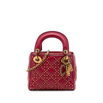 Dior Pre-owned Dior Mini Lambskin Cannage Studded Supple Lady Satchel Ladies 8L6W3WP7N08RJDTI