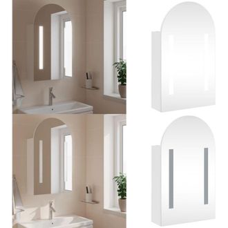 vidaXL Armadietto Bagno con Specchio e LED ad Arco Bianco 42x13x70 cm - Armadietto con specchio - Armadietto con luce LED