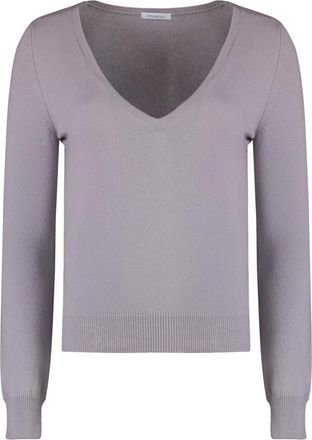 Malo Geribbelde kasjmier trui - Dames - Cashmere truien - Paars - S - Kasjmier - Truien & Vesten