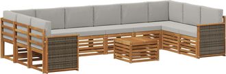 vidaXL Conjunto De Sof&aacute;s De Exterior 8 Uds. Natural Y Gris Claro Vidaxl
