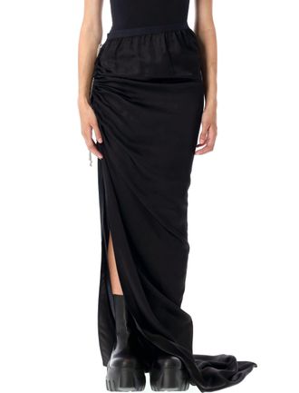 Rick Owens Edfu Long Ruched Black Skirt