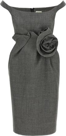 Magda Butrym Sculpturale Midi Jurk - Dames - Casual kleedjes - Grijs - XS - Wol - Kleedjes