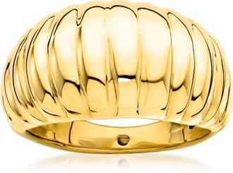 Ross-Simons Italian 18kt Yellow Gold Electroform Ribbed Dome Ring