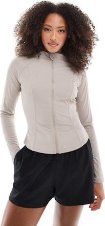 South Beach Top color pietra a maniche lunghe con zip-Neutro