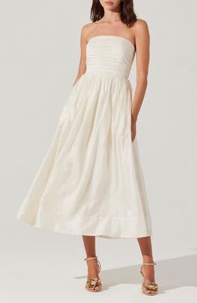 ASTR the Label Aneesha Bow Back Strapless Midi Dress in Cream at Nordstrom Rack, Size X-Small