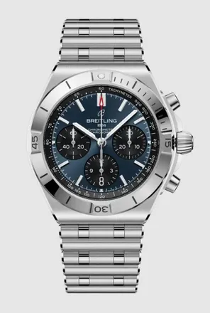 Breitling Chronomat Chronograph Automatic Chronometer Blue Dial Mens Watch AB0158101C1A1