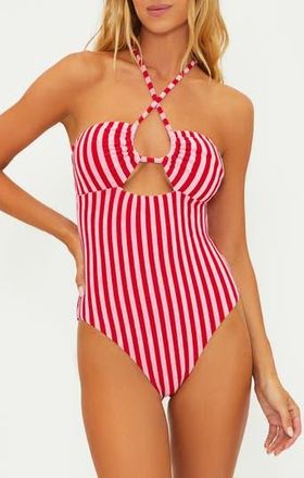 Beach Riot Phoenix Halter One-Piece Swimsuit in Candy Cane Stripe at Nordstrom Rack, Size X-Small