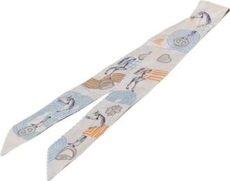 Herm&egrave;s Pre-owned Scarves, female, Gray, Size: ONE SIZE Pre-owned Silk Scarf