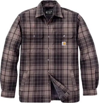 Carhartt Work in Progress Flannel Sherpa-Lined Shirt Jacket Freizeitjacke f&uuml;r Herren | grau