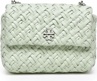 Tory Burch Britten Geweven Kleine Schoudertas - Dames - Schoudertassen - Groen - ONE Size - Leer - Tassen