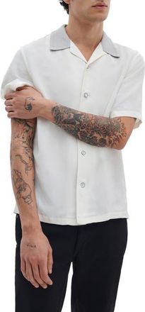 Rag & Bone Avery Slub Camp Shirt in Chalk at Nordstrom, Size Xx-Large