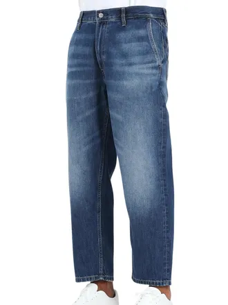 Calvin Klein Blue Cotton-Blend Tapered Jeans