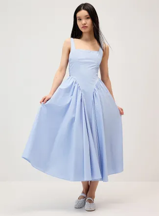 Twik Womens Back bow poplin maxi dress