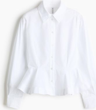 H&M Popelinebluse mit Peplum - White