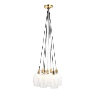 Netlighting Livorno Cluster Pendant Brass Plate & Glass 7 x 10W LED E27 in Yellow