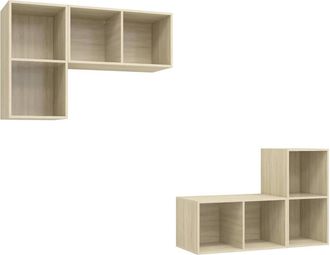 Berkfield Home Wall-mounted TV Cabinets 4 pcs Sonoma Oak Engineered Wood in Light Brown