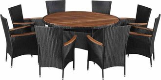 vidaXL Juegos De Muebles 9 Pcs Negro Y Crema Rat&aacute;n Sint&eacute;tico Vidaxl