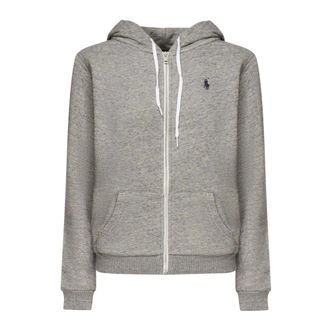 Polo Ralph Lauren Hoodies & sweatvesten, Dames, Grijs, XS, Katoen, Grijze Sweater met Capuchon en Logo