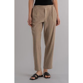 Kut from the Kloth Rosalie Pull-On Tapered Linen Blend Pants in Khaki at Nordstrom, Size 12P