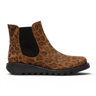 FLY London Dames Leopard Tan Chelsea Su&egrave;de Leer Enkellaarzen - SALV195