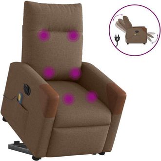 vidaXL Sill&oacute;n De Masaje El&eacute;ctrico Reclinable Elevable Tela Marr&oacute;n Vidaxl