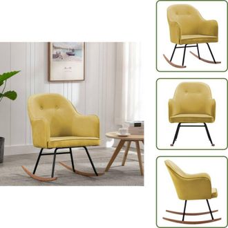 vidaXL The Living Store Sedia a Dondolo Giallo Senape in Velluto - Sedia a dondolo in velluto